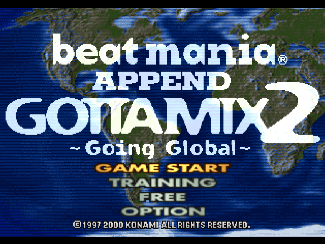 Beatmania Append Gottamix 2: Going Global title screen for Playstation